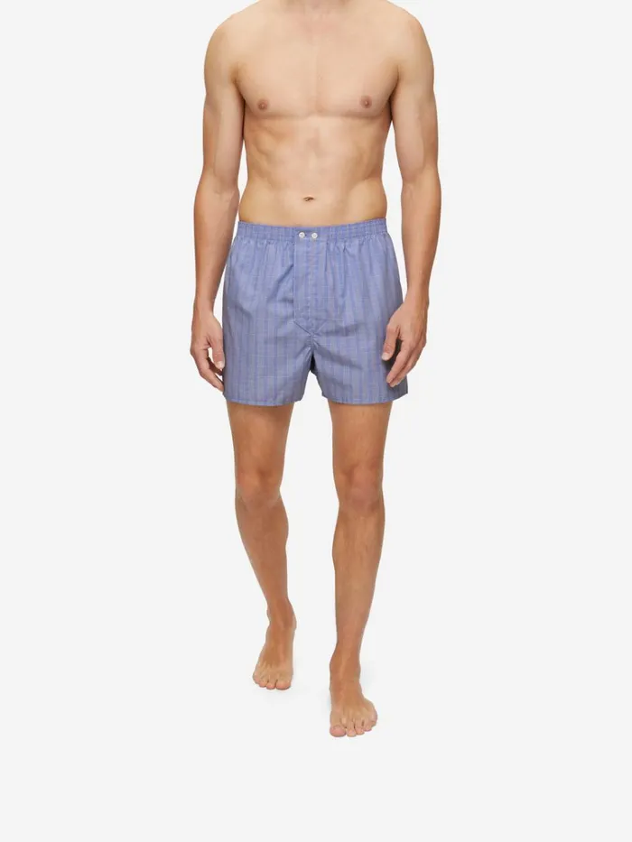 Classic Fit Boxer Shorts Men Derek Rose Classic Fit Boxers Felsted 3 Cotton Blue