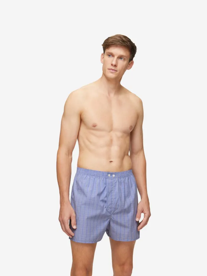 Classic Fit Boxer Shorts Men Derek Rose Classic Fit Boxers Felsted 3 Cotton Blue
