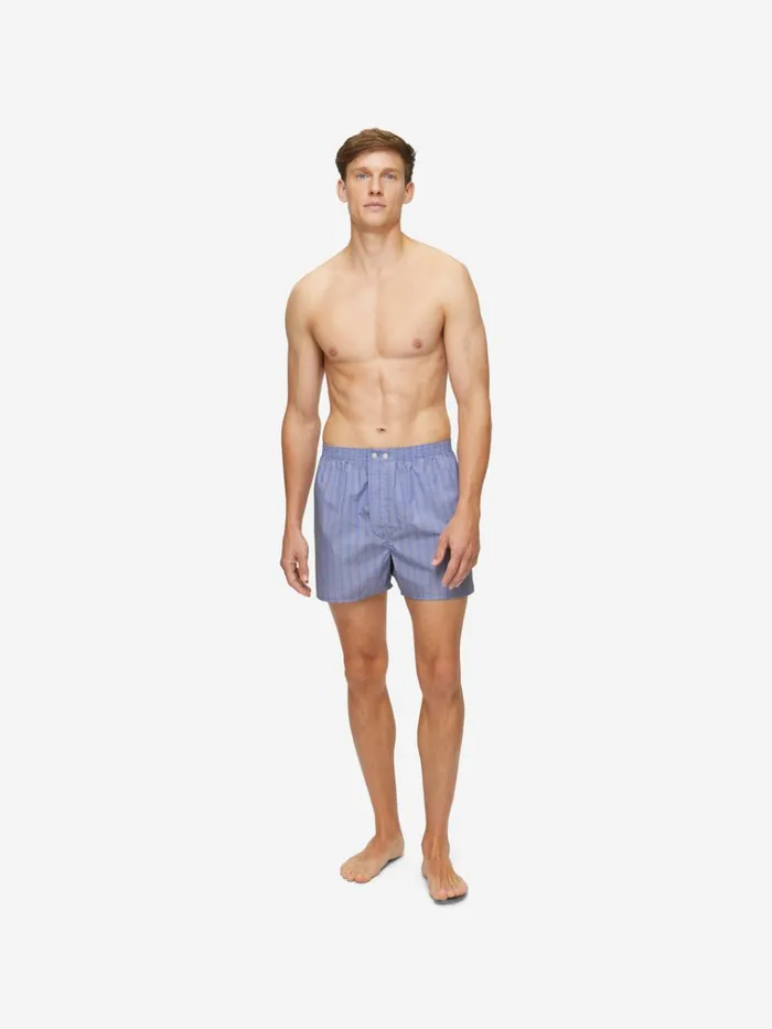 Classic Fit Boxer Shorts Men Derek Rose Classic Fit Boxers Felsted 3 Cotton Blue