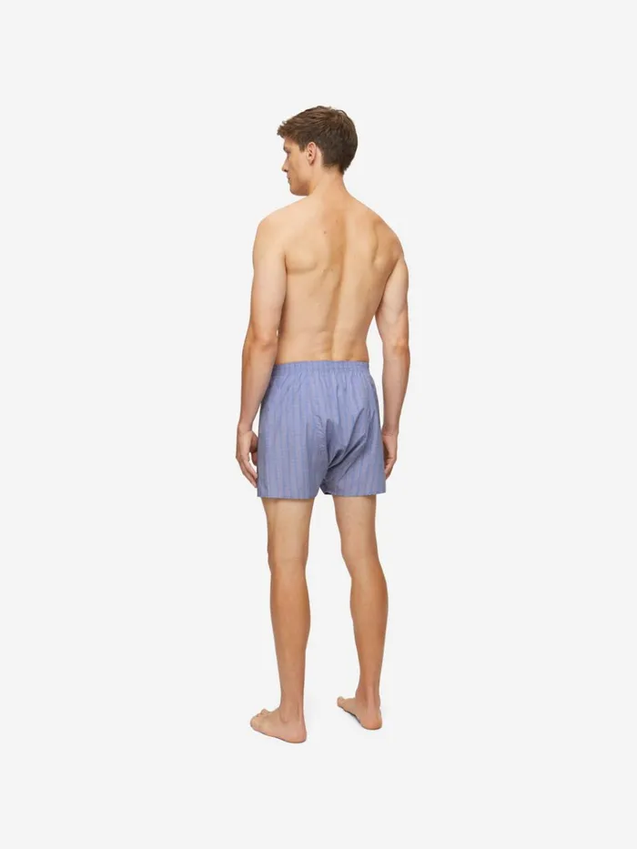 Classic Fit Boxer Shorts Men Derek Rose Classic Fit Boxers Felsted 3 Cotton Blue
