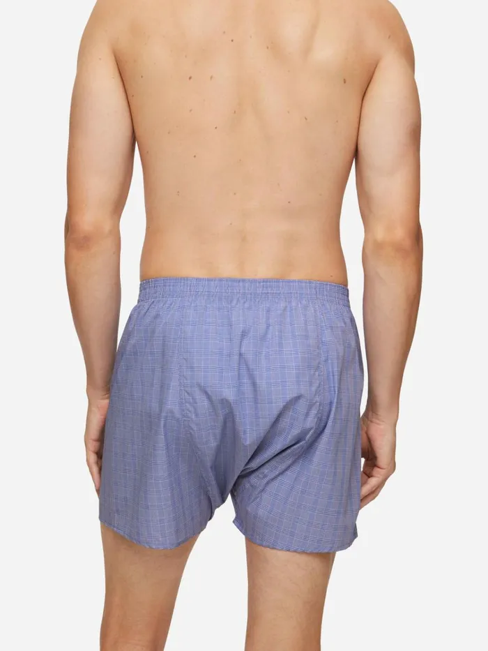 Classic Fit Boxer Shorts Men Derek Rose Classic Fit Boxers Felsted 3 Cotton Blue