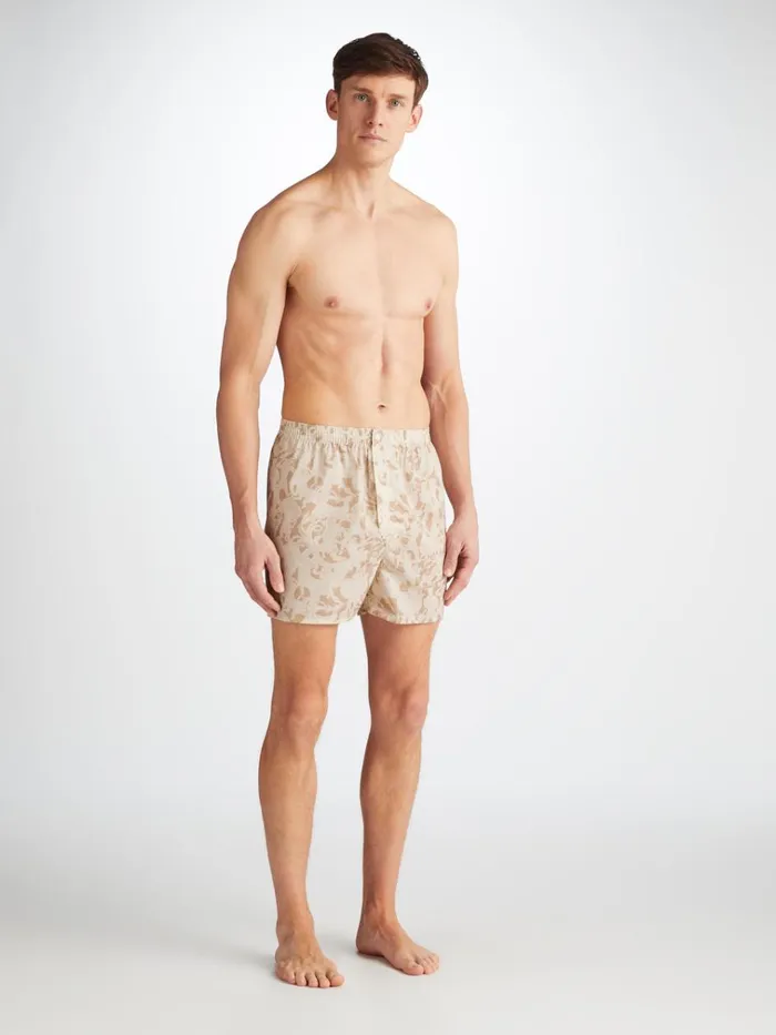 Classic Fit Boxer Shorts Men Derek Rose Classic Fit Boxers Ledbury 73 Cotton Batiste Sand