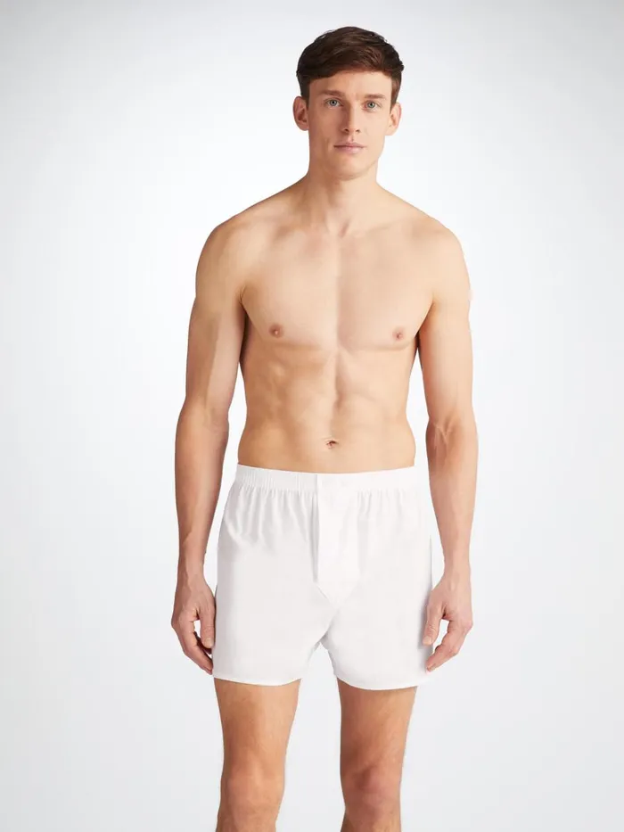 Classic Fit Boxer Shorts Men Derek Rose Classic Fit Boxers Savoy Cotton White