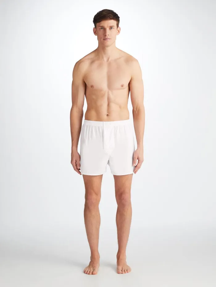 Classic Fit Boxer Shorts Men Derek Rose Classic Fit Boxers Savoy Cotton White