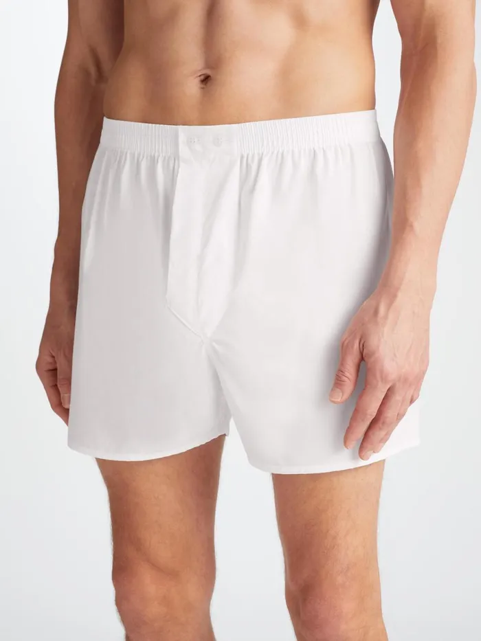 Classic Fit Boxer Shorts Men Derek Rose Classic Fit Boxers Savoy Cotton White