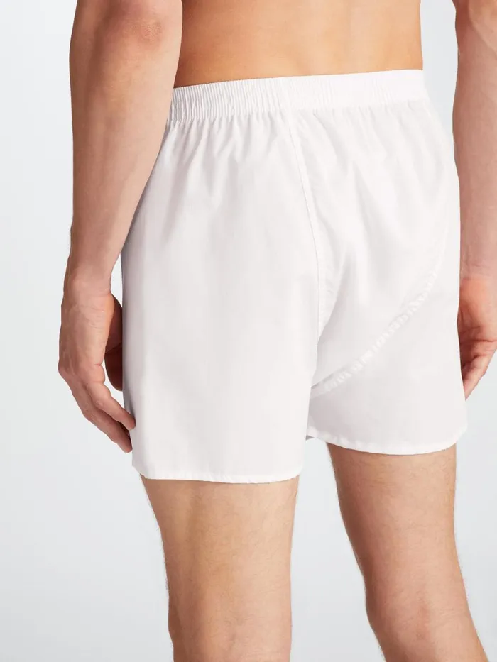 Classic Fit Boxer Shorts Men Derek Rose Classic Fit Boxers Savoy Cotton White