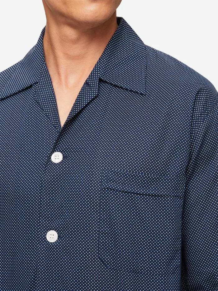 Classic Fit Pajamas Men Derek Rose Classic Fit Pajamas Plaza 21 Cotton Batiste Navy