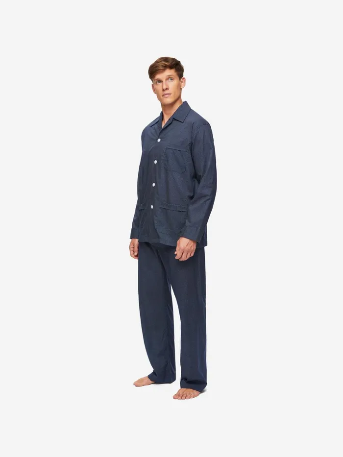 Classic Fit Pajamas Men Derek Rose Classic Fit Pajamas Plaza 21 Cotton Batiste Navy