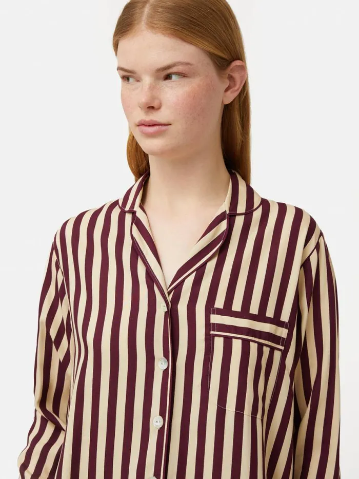 Classic Stripe Pyjama Burgundy Women Jigsaw Pyjamas and Loungewear