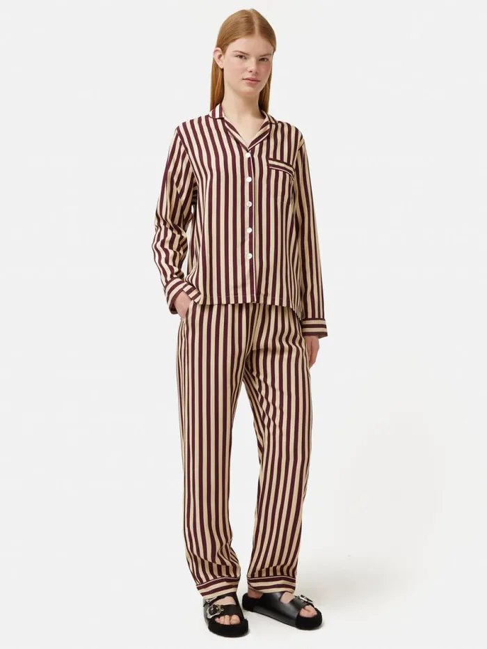Classic Stripe Pyjama Burgundy Women Jigsaw Pyjamas and Loungewear