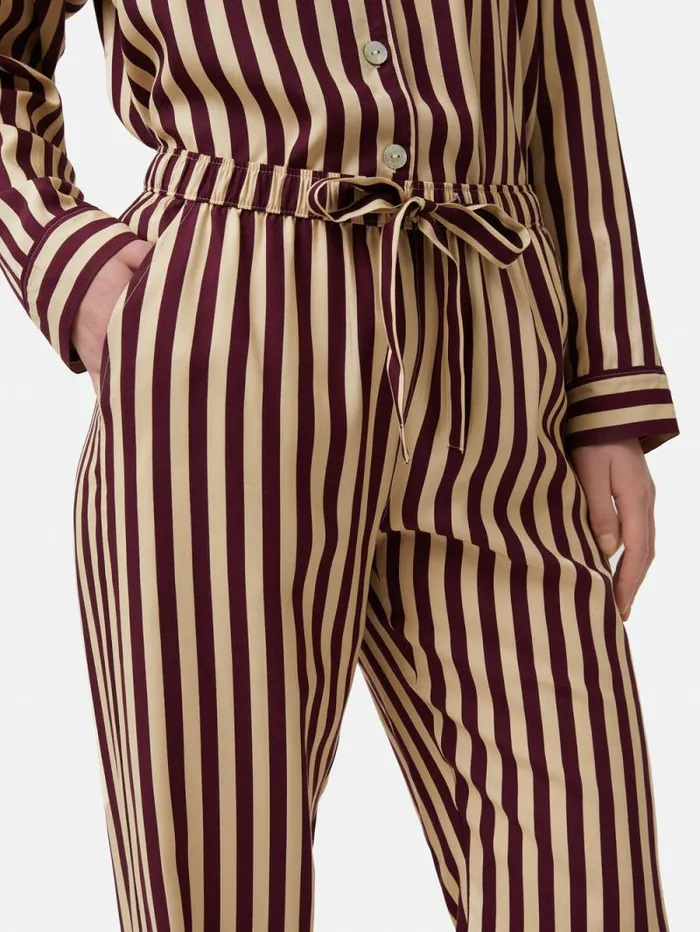 Classic Stripe Pyjama Burgundy Women Jigsaw Pyjamas and Loungewear