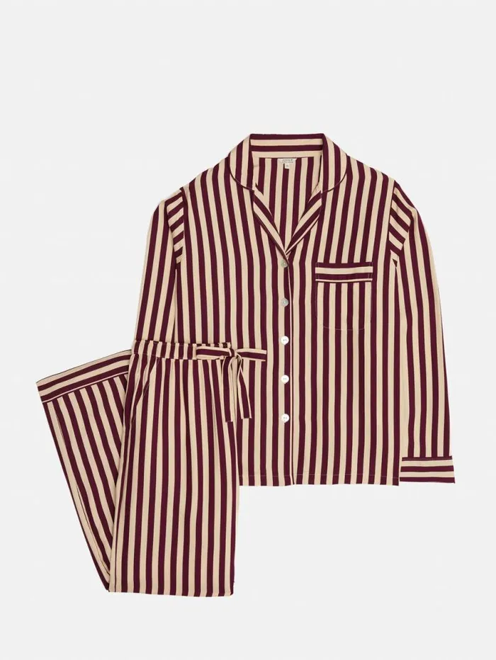 Classic Stripe Pyjama Burgundy Women Jigsaw Pyjamas and Loungewear