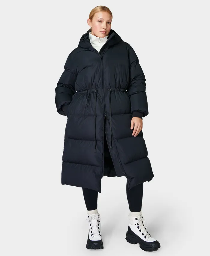 Coats and Jackets Women Alto Longline Puffer Coat Night Black Sweaty Betty