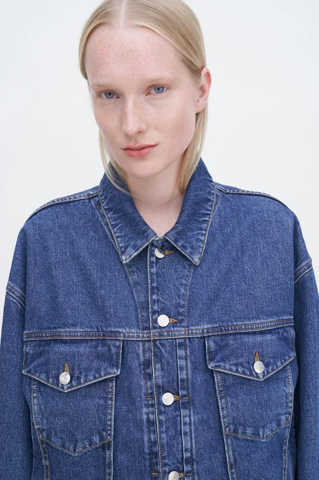 Coats and Jackets Women filippak Relaxed Jean Jacket Washed Mid Blue