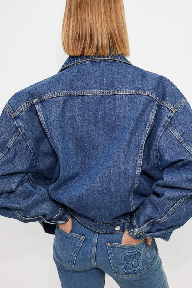 Coats and Jackets Women filippak Relaxed Jean Jacket Washed Mid Blue