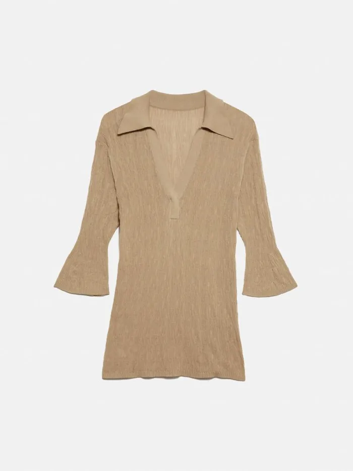 Collar Knitted Top Stone Women Jigsaw Shirts and Tops