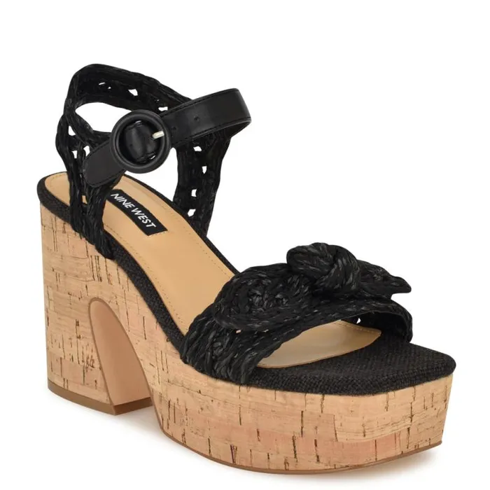 Comiele Platform Sandals Black Raffia Women Nine West Sandals Comiele Platform Sandals Black Raffia Women Nine West Sandals