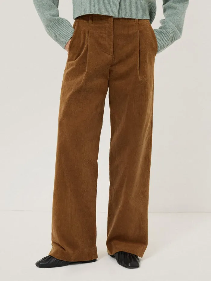 Corduroy Pleat Trouser Brown Women Jigsaw Trousers