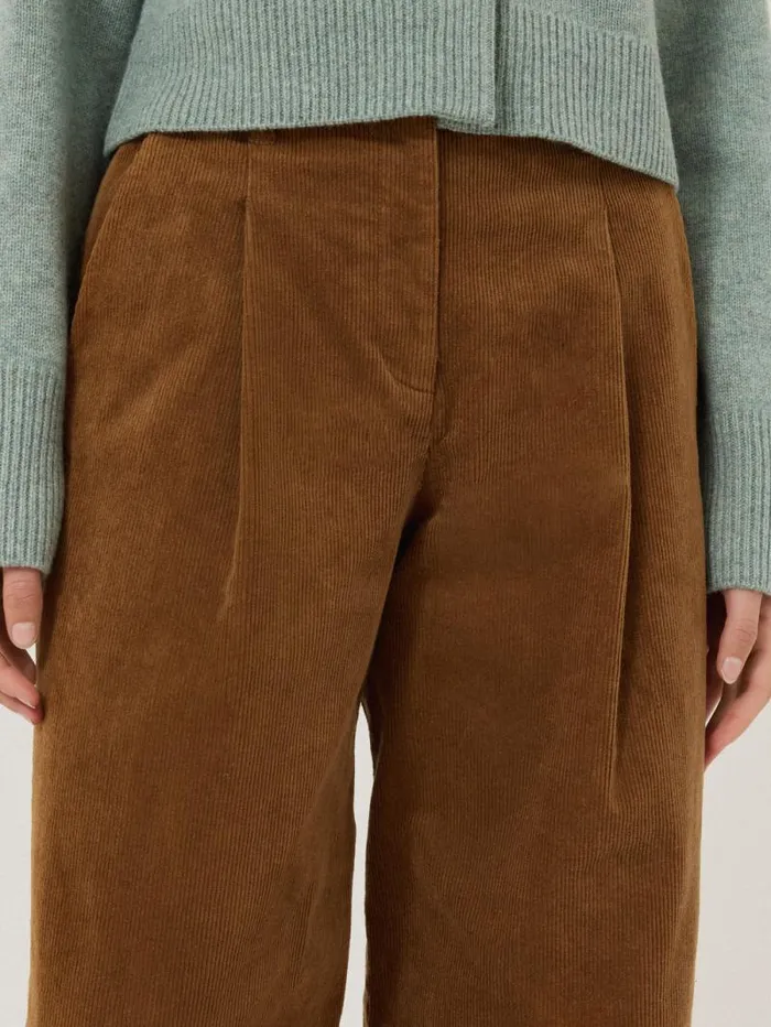 Corduroy Pleat Trouser Brown Women Jigsaw Trousers