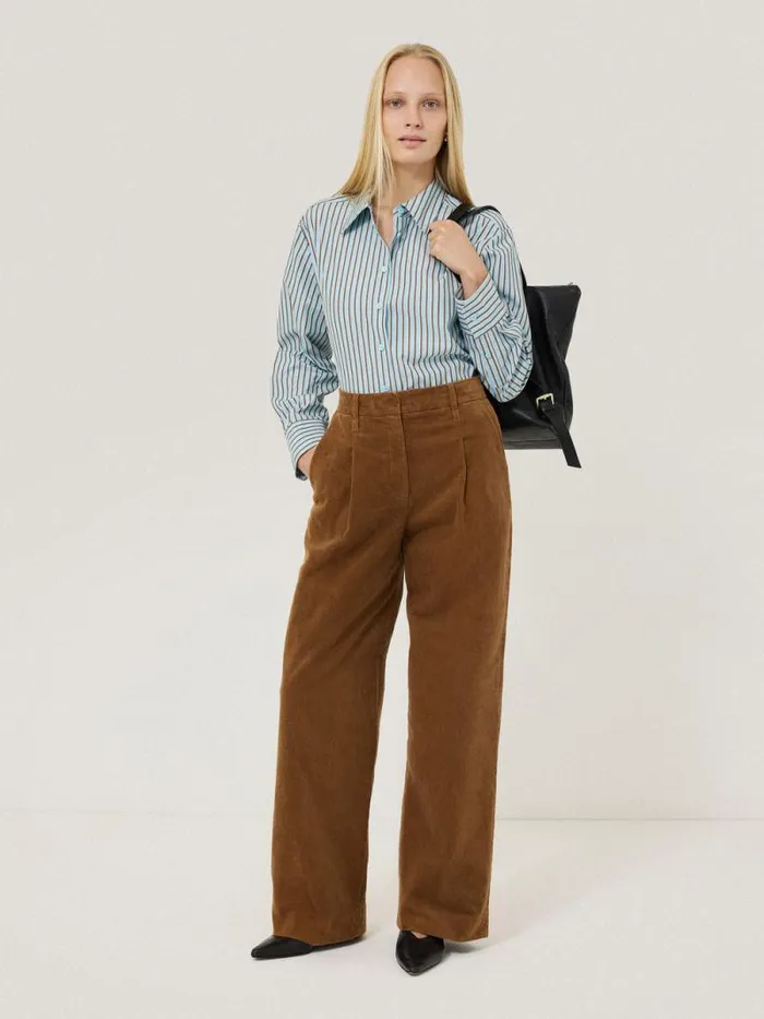 Corduroy Pleat Trouser Brown Women Jigsaw Trousers