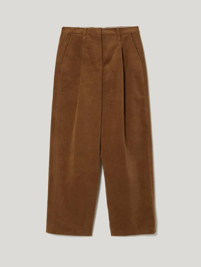 Corduroy Pleat Trouser Brown Women Jigsaw Trousers