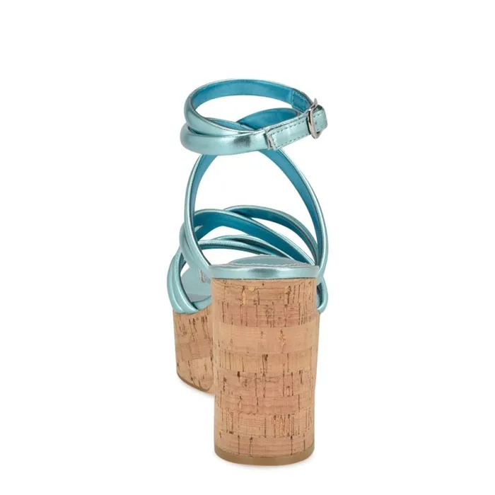 Corke Platform Wedge Strappy Sandals Light Blue Women Nine West Sandals