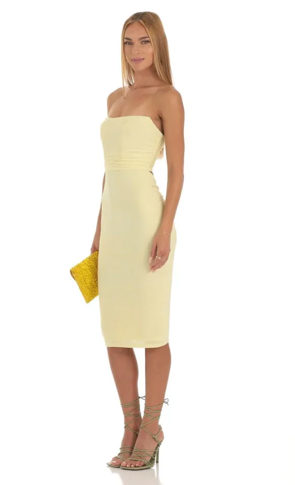Corset Strapless Dress Yellow Women LUCY IN THE SKY Midi Dresses Corset Strapless Dress Yellow Women LUCY IN THE SKY Midi Dresses