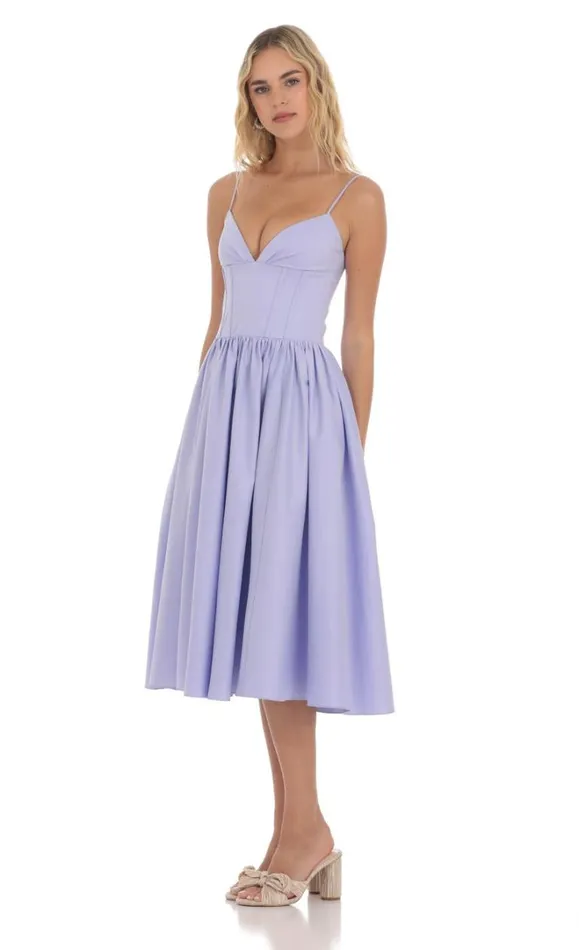 Corset VNeck Midi Dress Lavender Women LUCY IN THE SKY Midi Dresses Corset VNeck Midi Dress Lavender Women LUCY IN THE SKY Midi Dresses