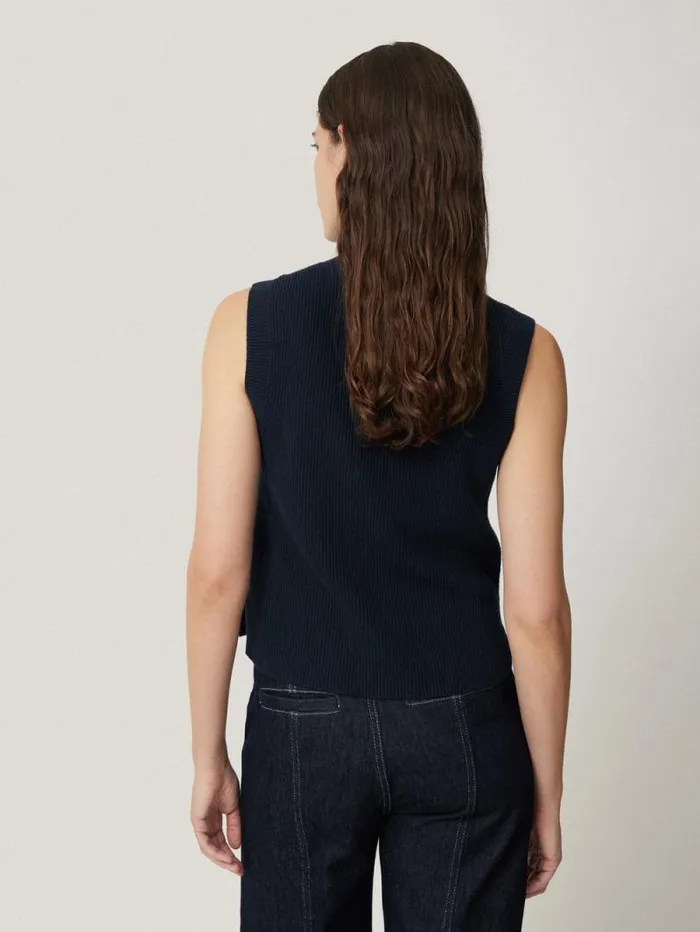 Cotton Blend Crew Tank Navy Women Jigsaw Knitwear and Cashmere