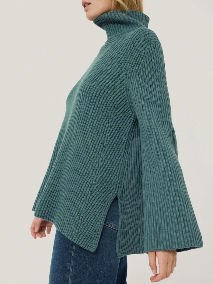 Cotton Blend Faroe Fishermans Blue Women Jigsaw Knitwear and Cashmere