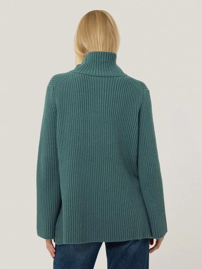 Cotton Blend Faroe Fishermans Blue Women Jigsaw Knitwear and Cashmere