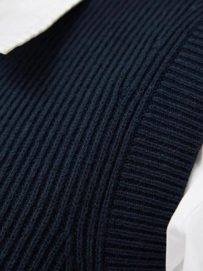 Cotton Blend V Neck Tank Navy Women Jigsaw Knitwear and Cashmere