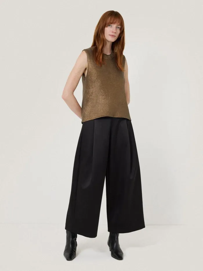 Cotton Metallic Crew Tank Gold Women Jigsaw Party