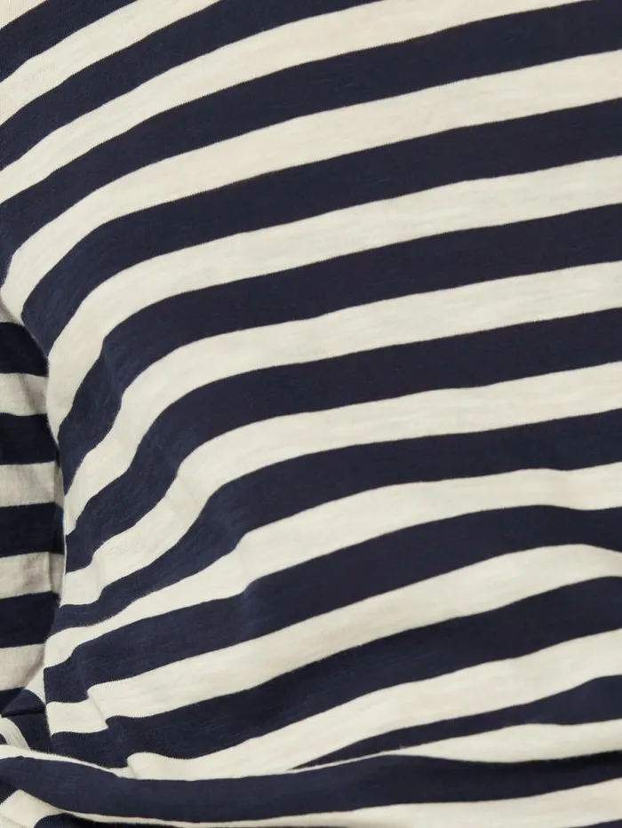 Cotton Slub Stripe Long Sleeve Tee Navy Women Jigsaw Pyjamas and Loungewear