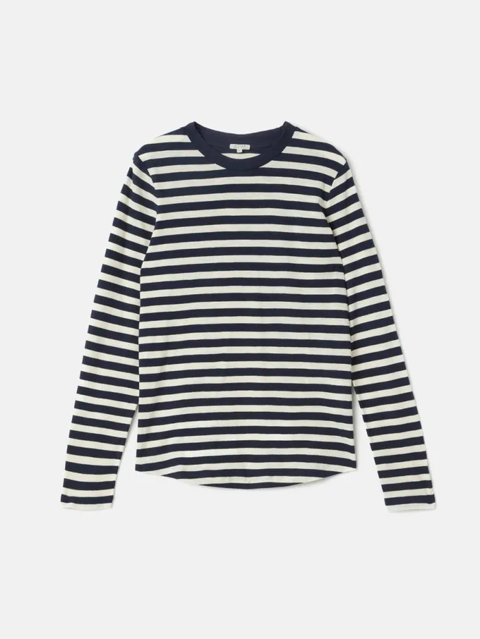 Cotton Slub Stripe Long Sleeve Tee Navy Women Jigsaw Pyjamas and Loungewear
