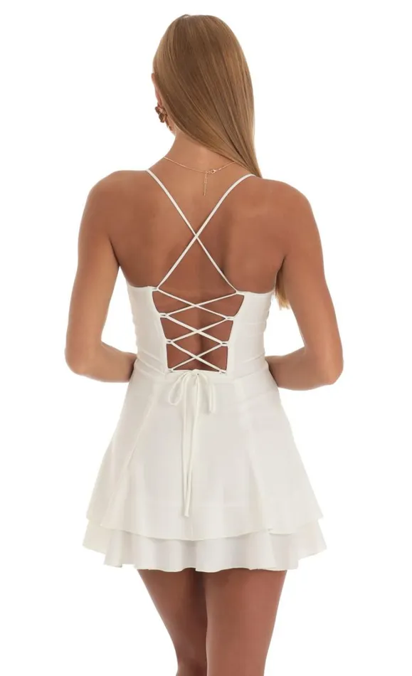 Crepe Dress White Women LUCY IN THE SKY Mini Dresses Crepe Dress White Women LUCY IN THE SKY Mini Dresses