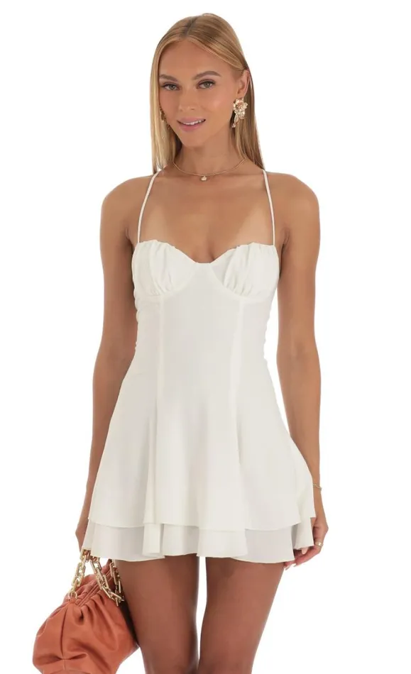 Crepe Dress White Women LUCY IN THE SKY Mini Dresses Crepe Dress White Women LUCY IN THE SKY Mini Dresses