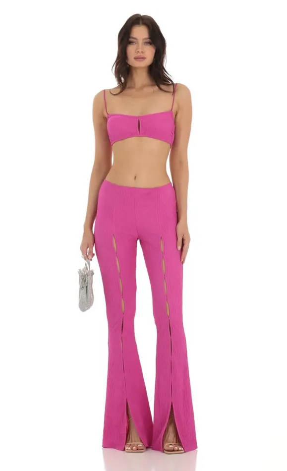 Crinkle Two Piece Set Pink Women LUCY IN THE SKY Pants