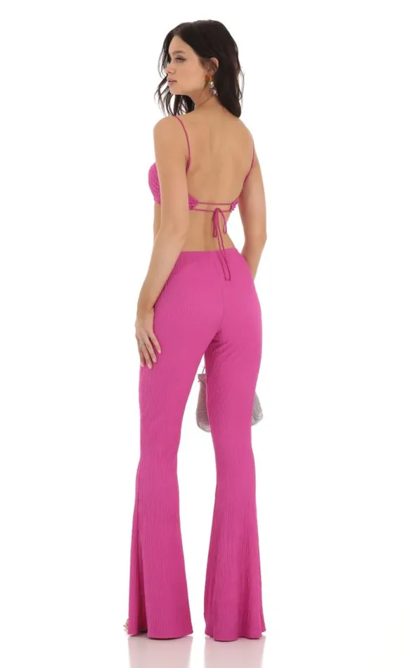 Crinkle Two Piece Set Pink Women LUCY IN THE SKY Pants