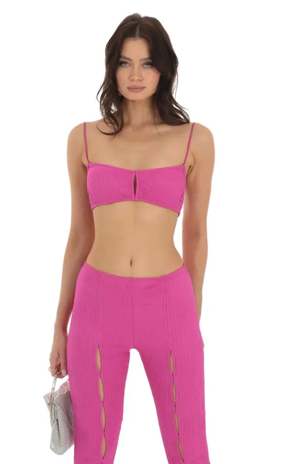 Crinkle Two Piece Set Pink Women LUCY IN THE SKY Pants