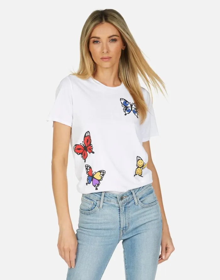 Croft Butterfly White Women Lauren Moshi Short Sleeve