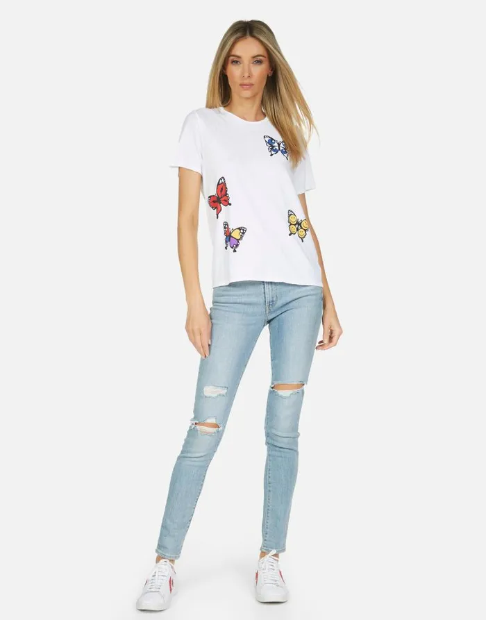 Croft Butterfly White Women Lauren Moshi Short Sleeve
