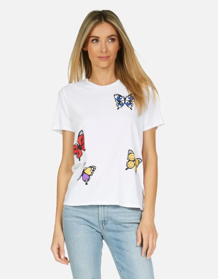 Croft Butterfly White Women Lauren Moshi Short Sleeve