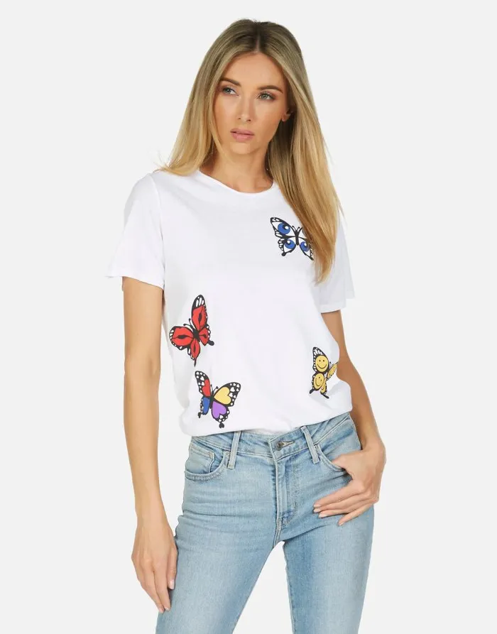 Croft Butterfly White Women Lauren Moshi Short Sleeve