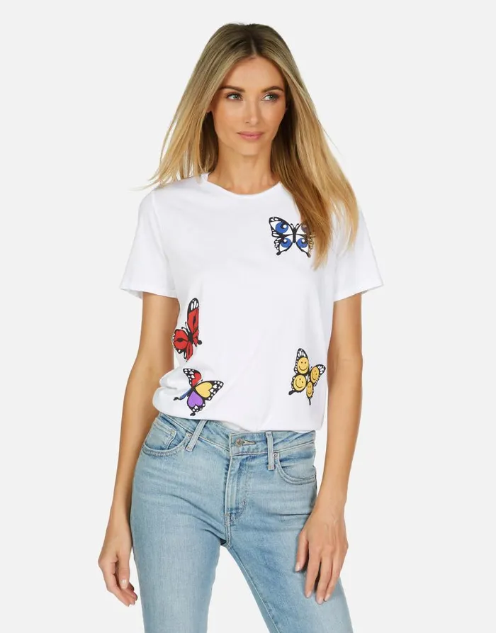 Croft Butterfly White Women Lauren Moshi Short Sleeve