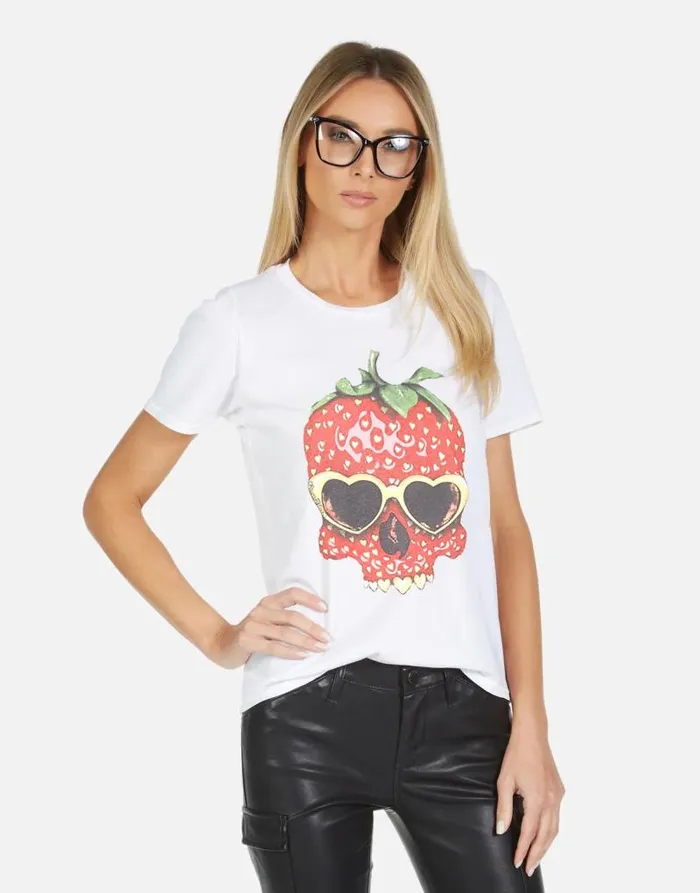Croft X Strawberry Skull White Women Lauren Moshi Short Sleeve
