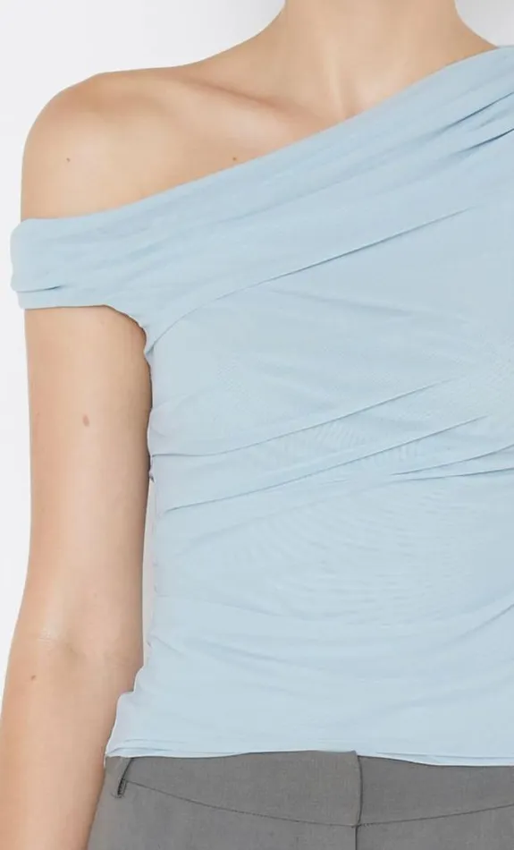 Cropped Shop Bec Bridge Victoria Asym Top Sky Blue