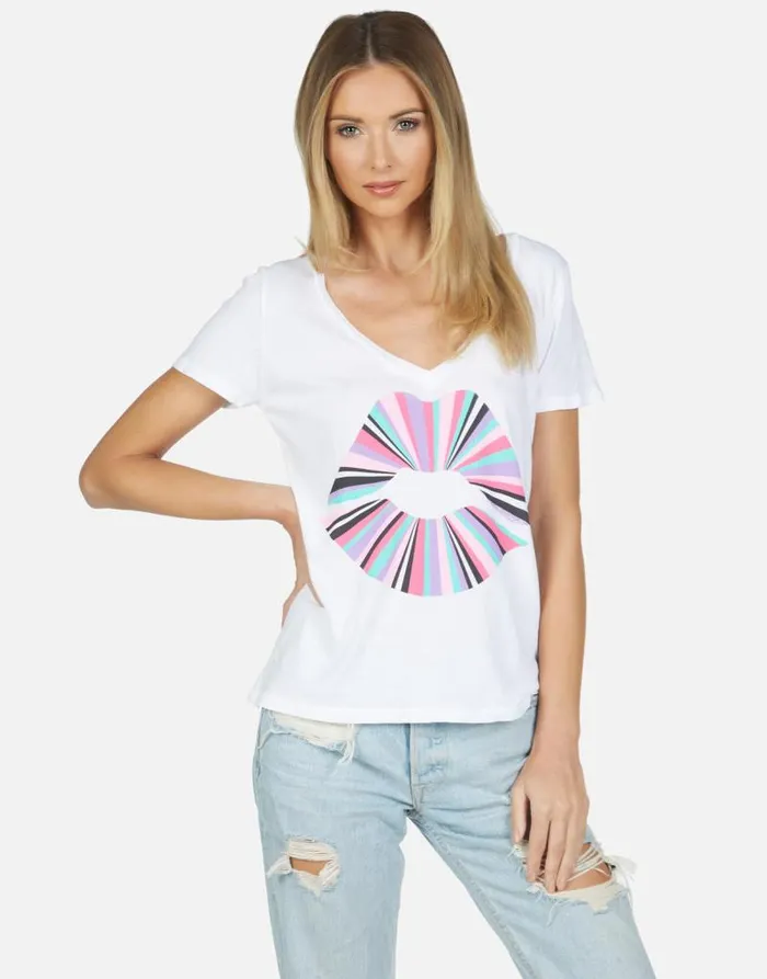 Cruz Rainbow Ray Lip White Women Lauren Moshi Short Sleeve