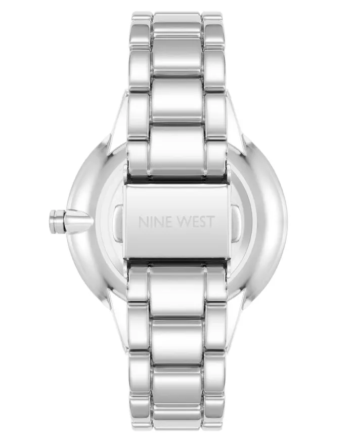 Crystal Accented Bracelet Watch Silver Women Nine West Straps Crystal Accented Bracelet Watch Silver Women Nine West Straps