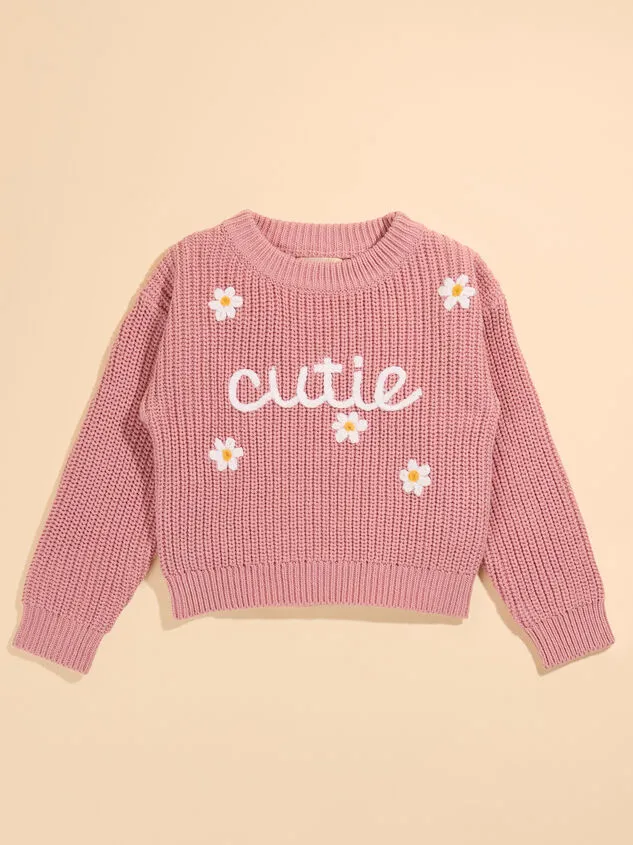 Cutie Floral Embroidered Sweater Rose Girl Altar039d State Tops